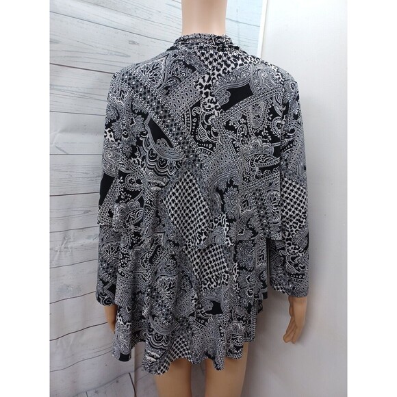 Susan Graver Womens Top Black Tiered Loose Flowy Layered Lagenlook Paisley L - Picture 6 of 10